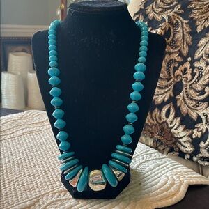 #117 - LIVE SHOW - Turquoise & Silver Beaded Statement Necklace